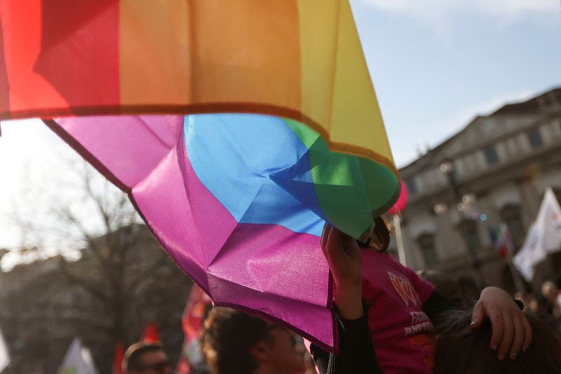 FILE PHOTO: Protest after Italian government tells Milan to stop registering same-sex couples' children